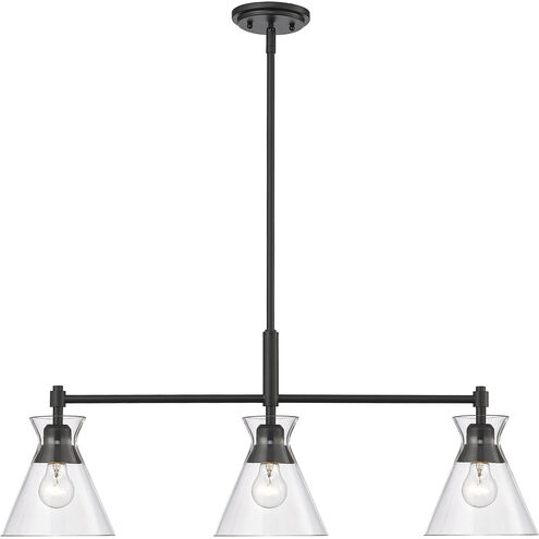 Malta 3 Light 34 inch Matte Black Linear Pendant Ceiling Light